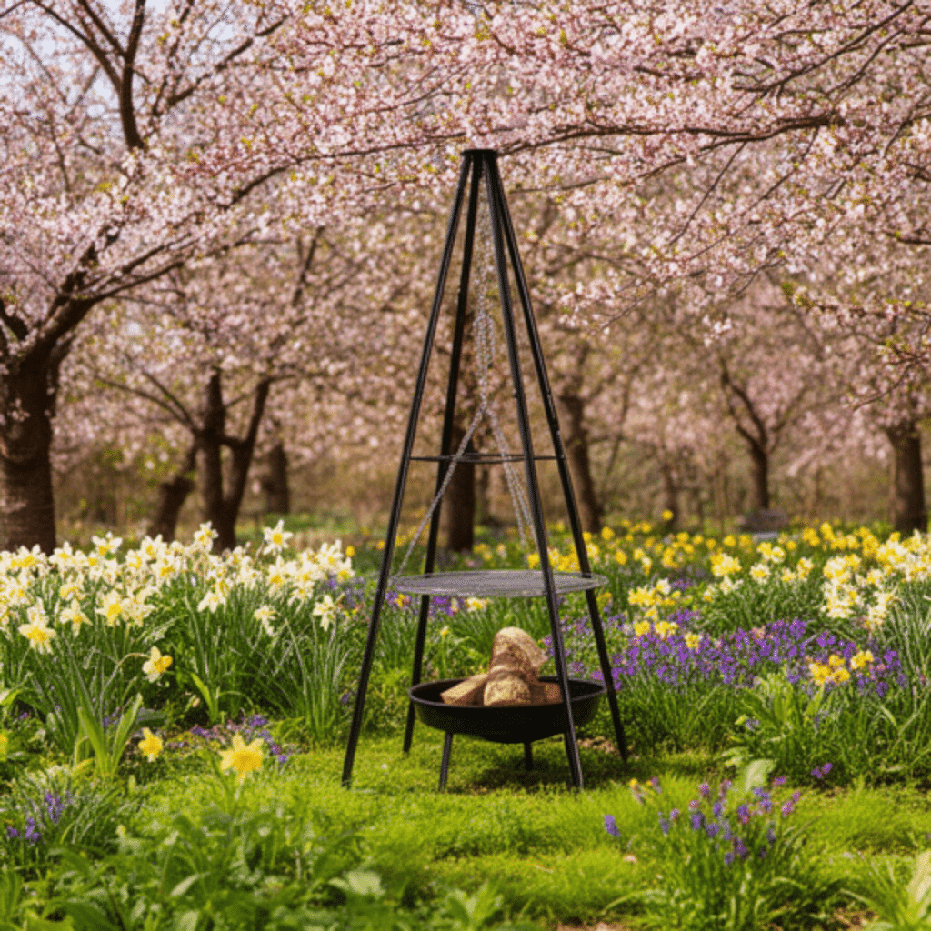 Driepoot set met grillrooster lente