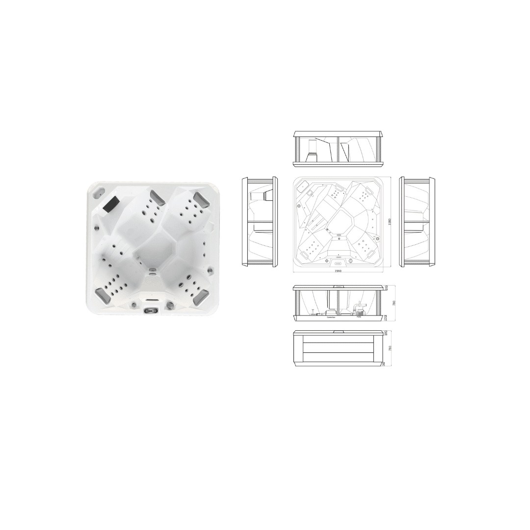 Outdoor Spa Ultimate Serie 004 met tekening