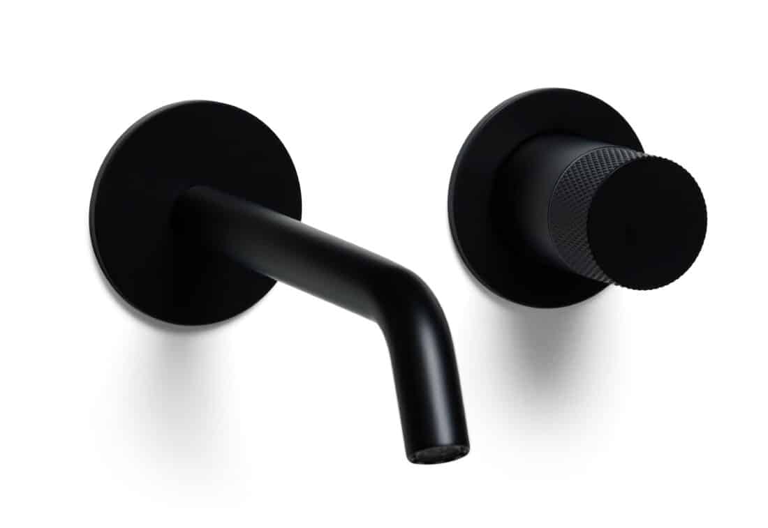 Blue Label Brondby Facet Wastafelkraan Wandmontage Mat Zwart Scaled