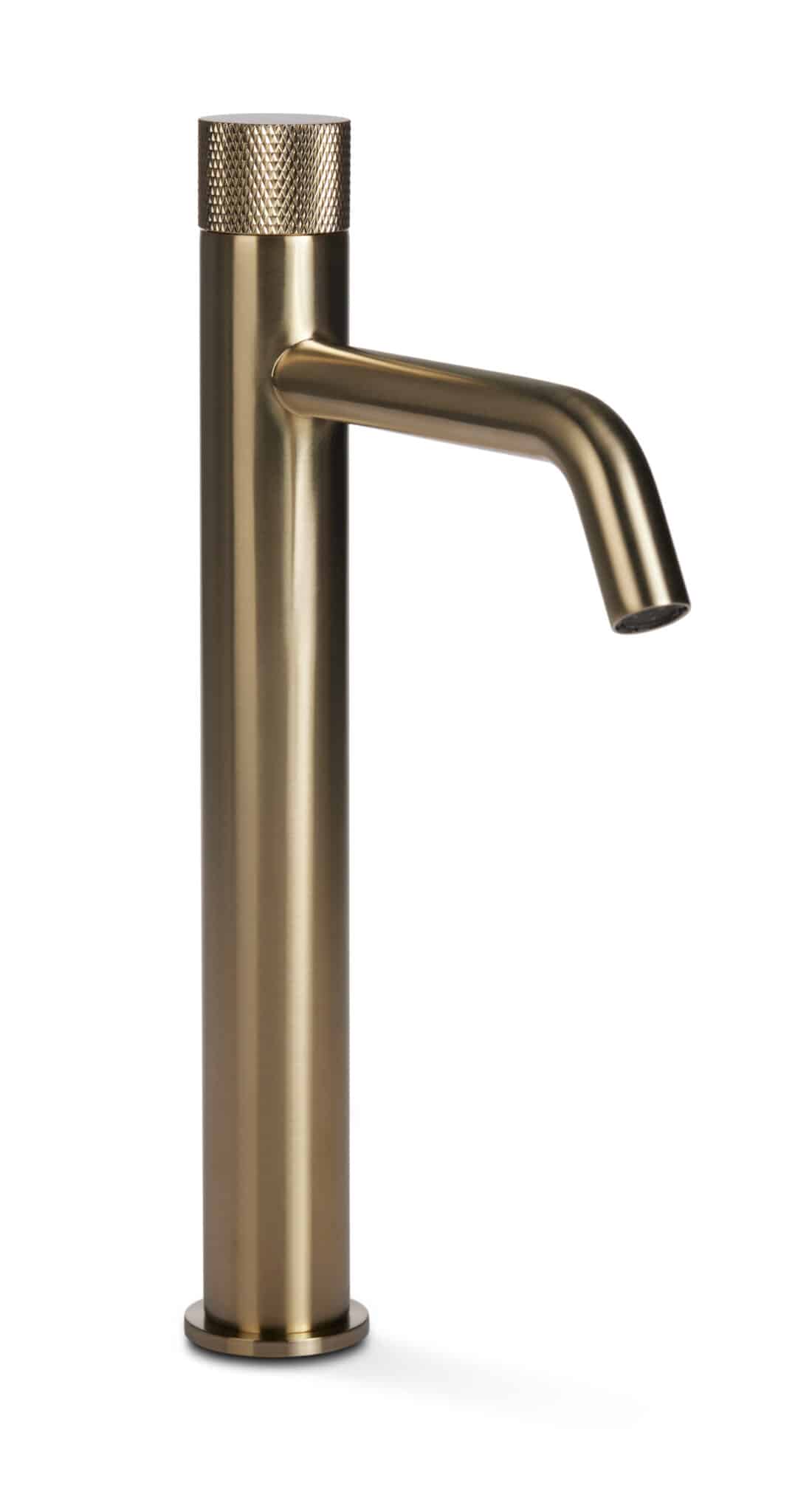 Blue Facet Wastafelkraan High Rise Geborsteld Goud Scaled