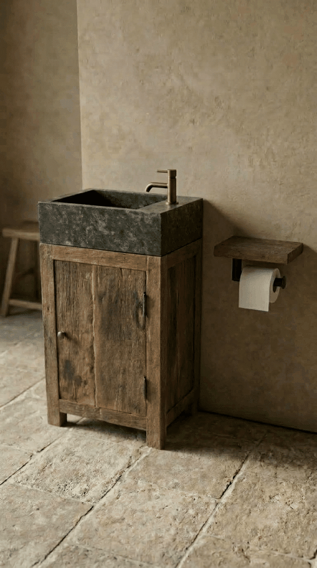 Landelijke Railwood Toiletmeubel Incl Fontein En Plug