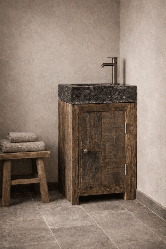 Landelijke Railwood Toiletmeubel Incl Fontein En Plug