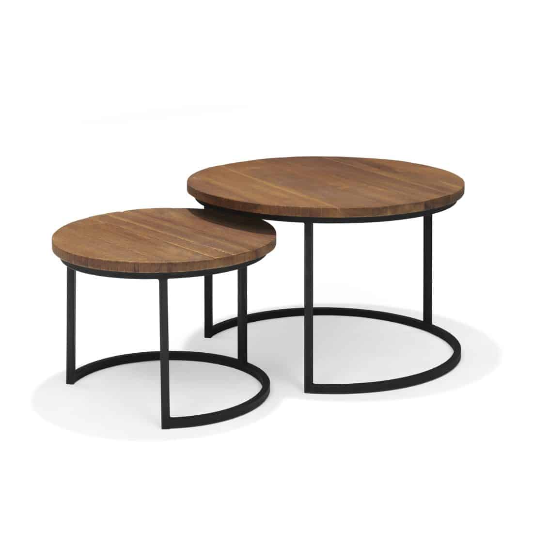 Salontafel Set 2 Delig Zwart Naturel Mindi
