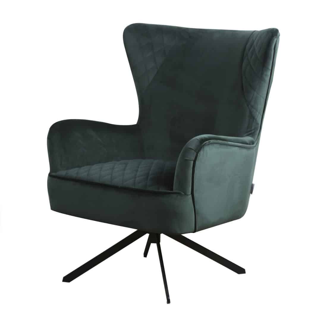 800zit73000183 Dave Fauteuil Stof Velours Groen Nw