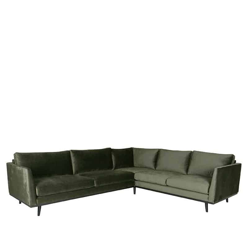 Label51 Hoekbank Siena 8211 Army Green 8211 Fluweel 8211 3 Zits Hoek 2 Zits