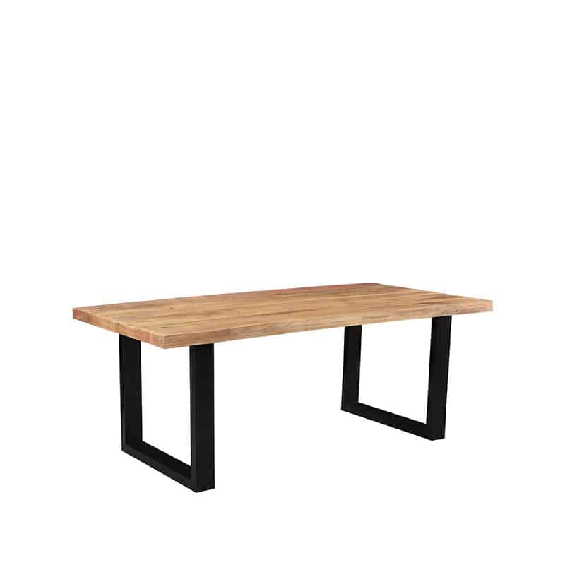 Eettafel Zeth Rough Mangohout Zwart Metaal 220x100 Cm