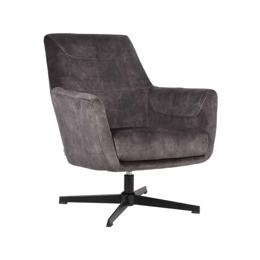Fauteuil Toby Antraciet Velours 75x80x85 Cm Perspectief