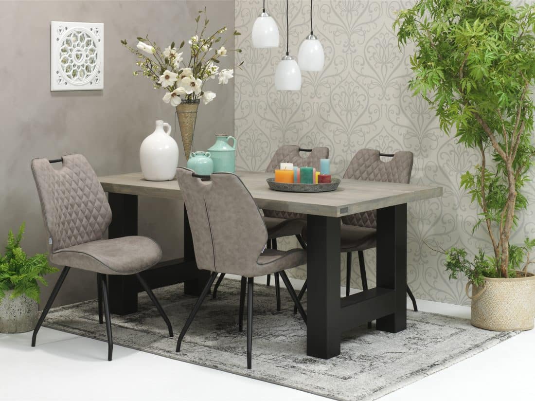 Eetkamertafel Hip 220 215 100 Cm Eiken V2 Brushed Light Grey