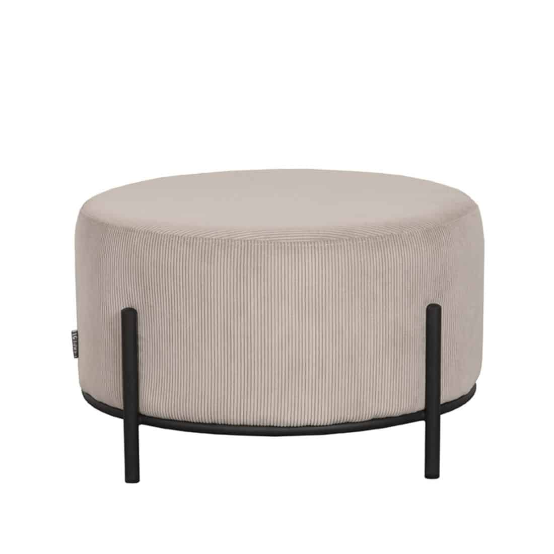 Poef Troy Naturel Ribcord 57x57x34 Cm Voorkant