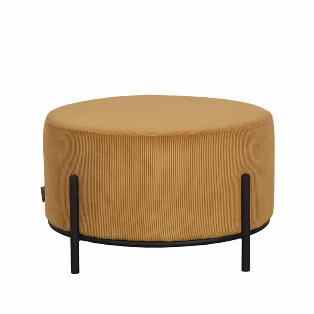 Poef Troy Oker Ribcord 57x57x34 Cm Voorkant