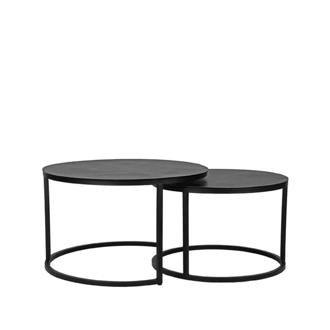 Salontafel Set Grand Zwart Metaal 75x75x45 Cm Voorkant