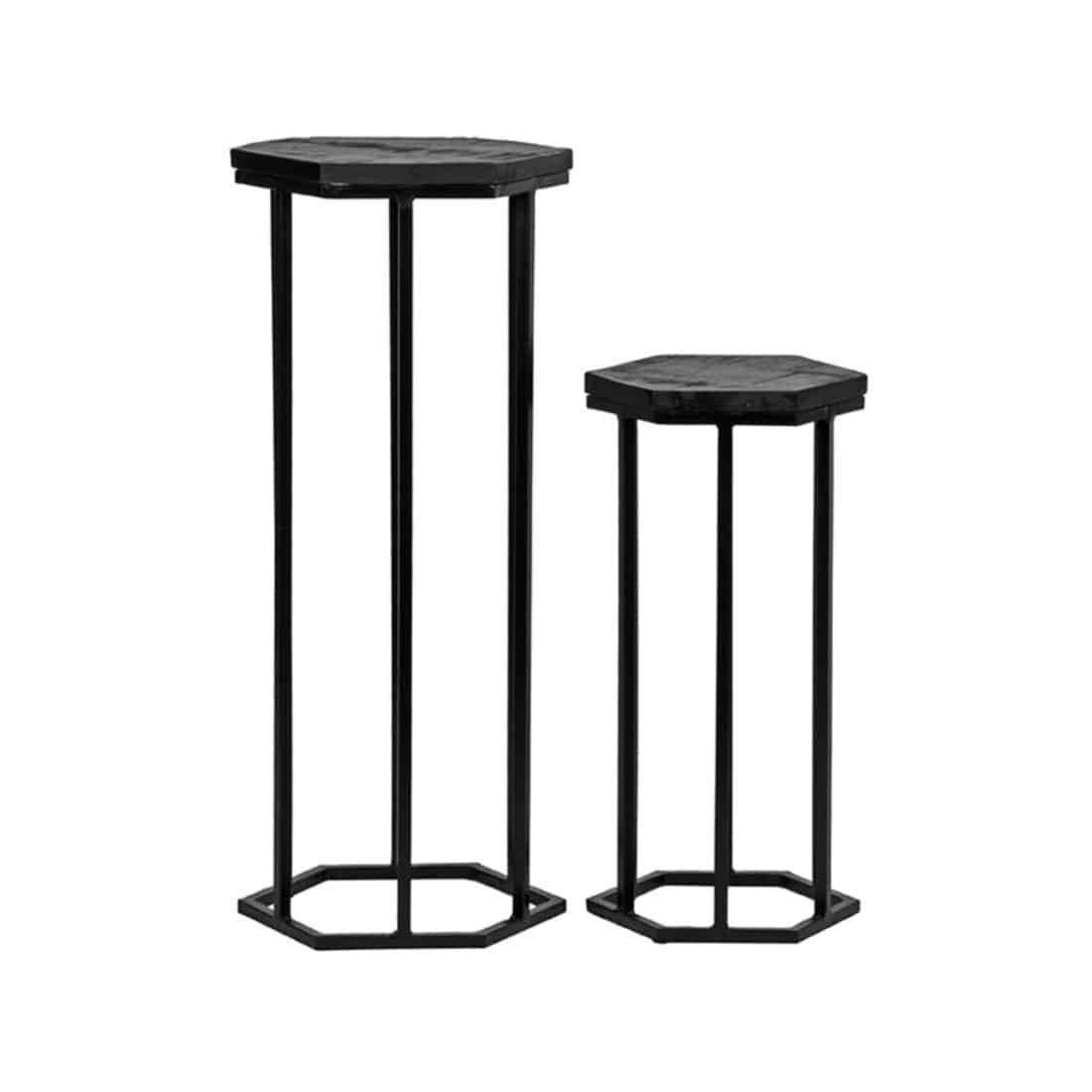 Set Plantenzuilen Slide Zwart Mangohout 30x26x70 Cm Perspectief