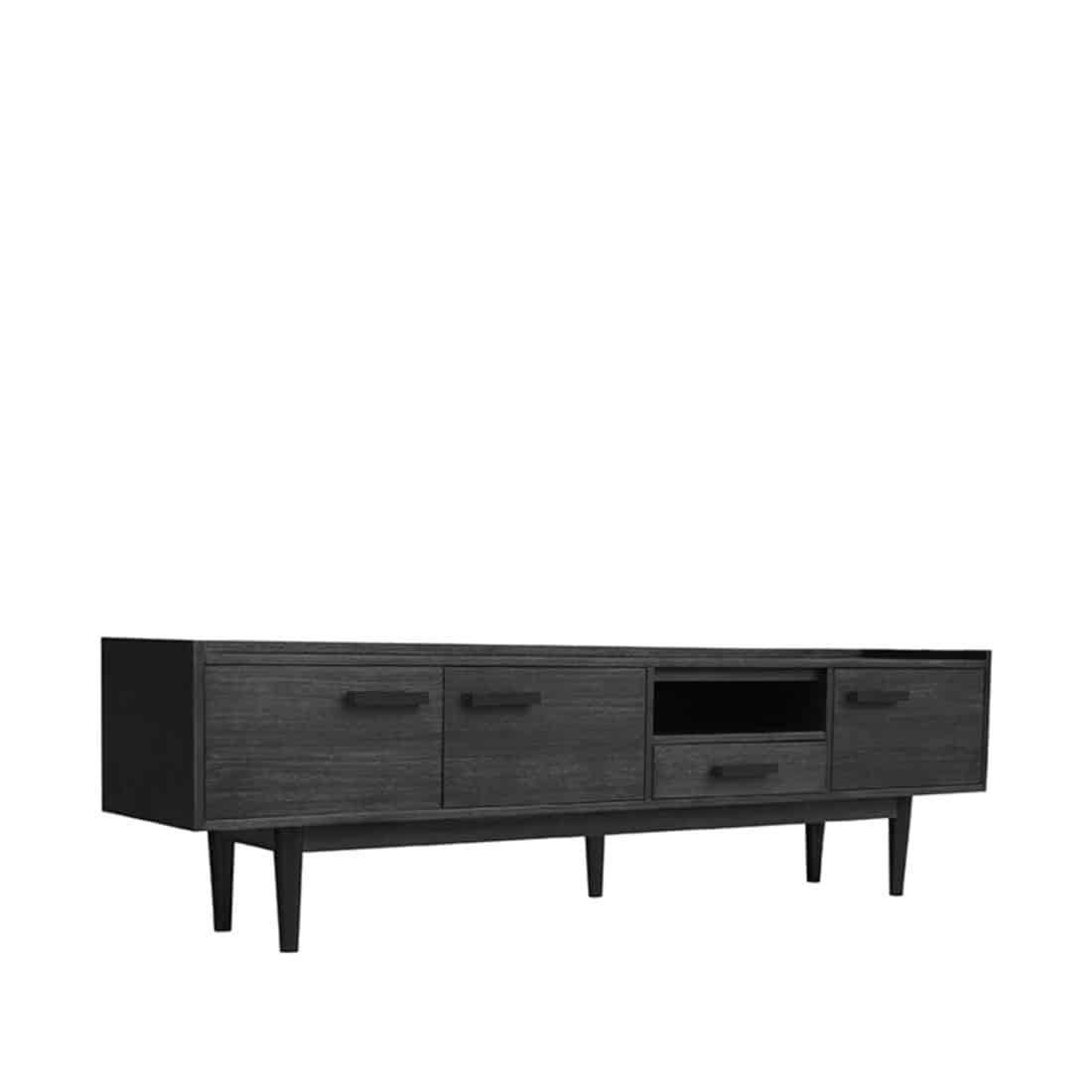 Tv Meubel Cali Zwart Acaciahout 210x45x60 Cm Perspectief