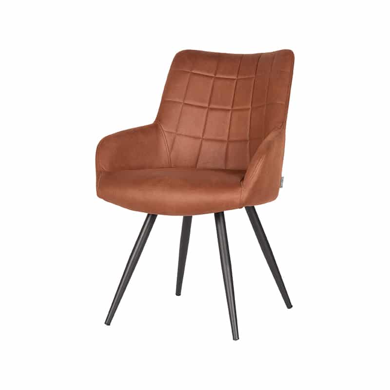 Label51 Eetkamerstoel Must 8211 Cognac 8211 Microfiber