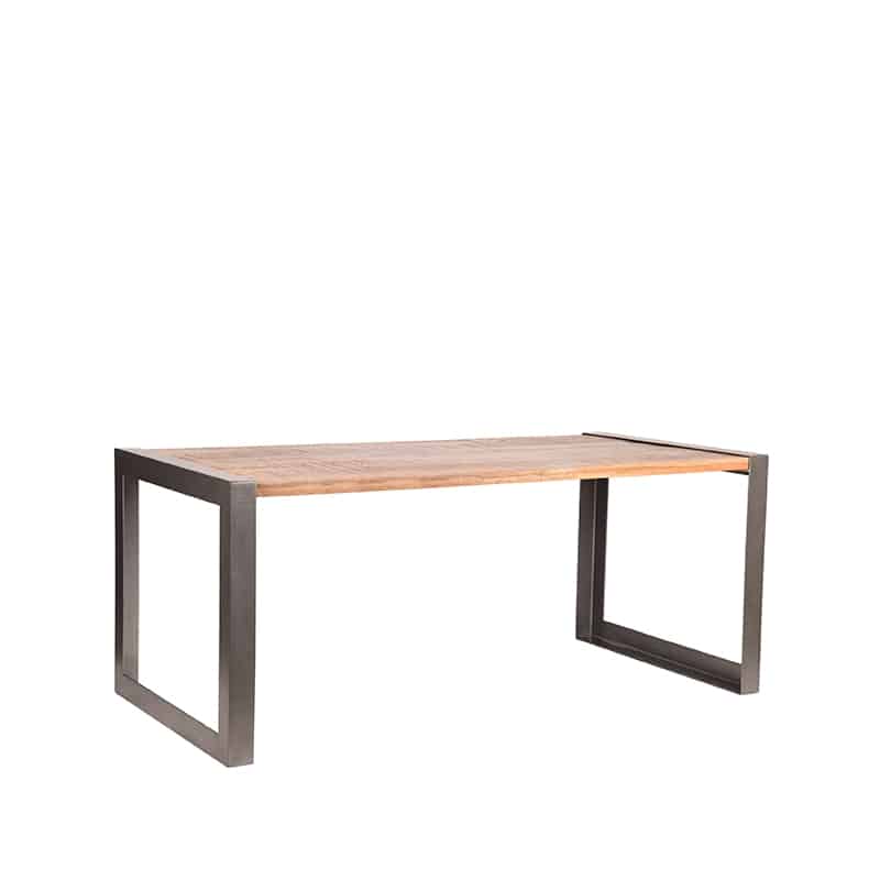 Eettafel Factory Rough Mangohout Vintage Metaal 180x90 Cm Perspectief