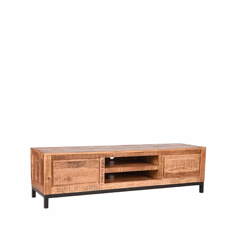 Tv Meubel Ghent Rough Mangohout 160x45x45 Cm Perspectief 2