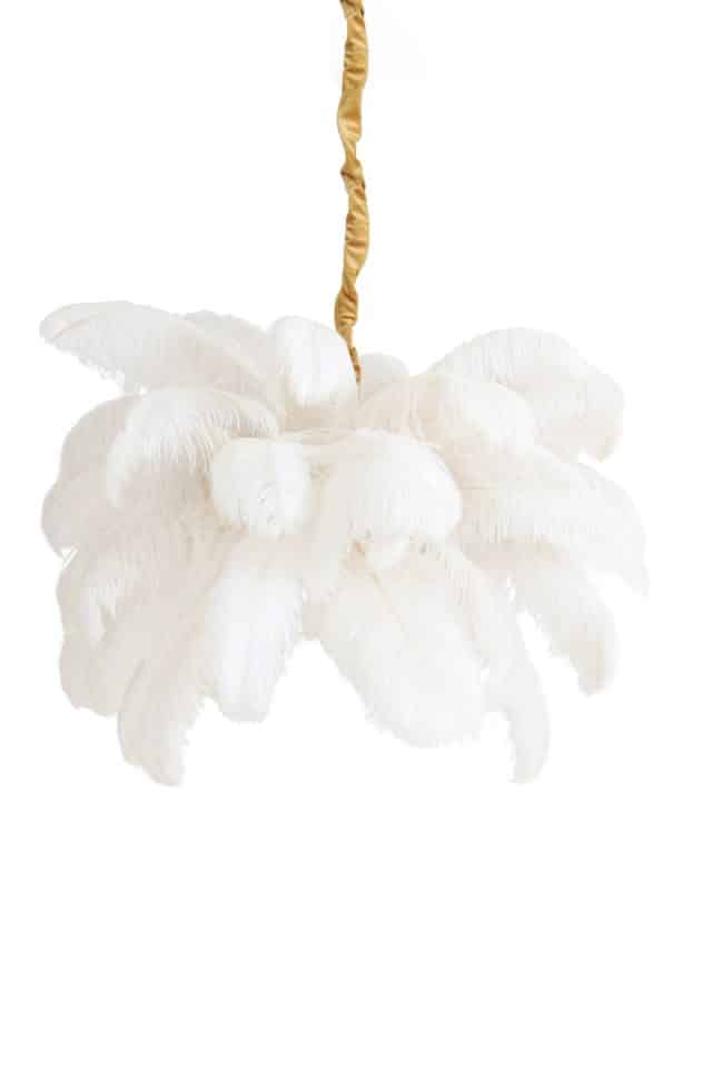 Hanglamp E14 80 Cm Feather Goud Wit