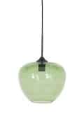 Hanglamp 30x25cm Mayson Glas Groen Mat Zwart