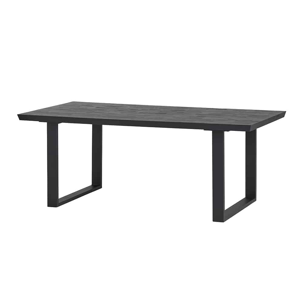 Eetkamertafel 200cm Massief Hout Acacia Zwart Gelakt