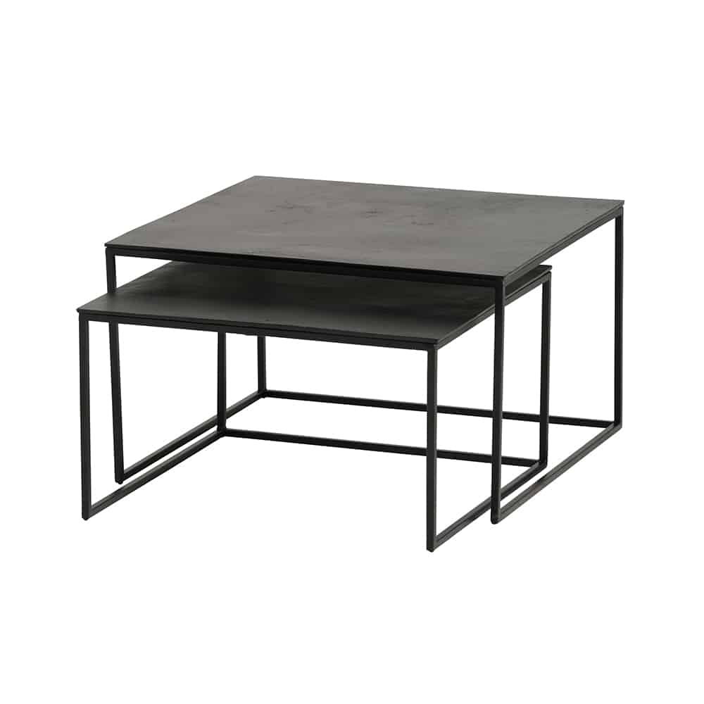 Salontafel Vierkant Set Van 2 Groot Zwart Antique