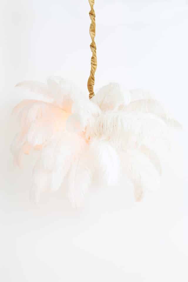 Hanglamp E14 80 Cm Feather Goud Wit