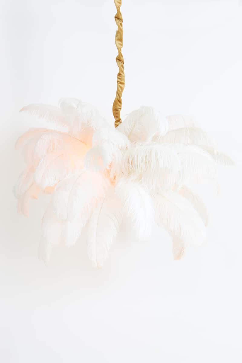 Hanglamp E14 80 Cm Feather Goud Wit