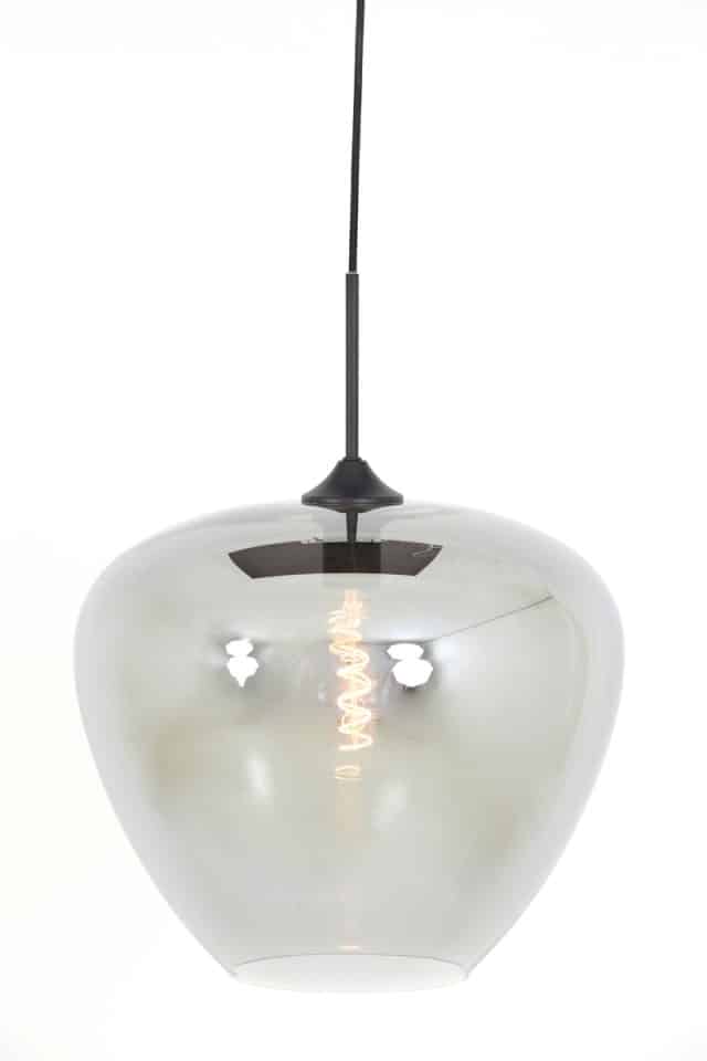 Hanglamp 40x34cm Mayson Smoked Glas Mat Zwart