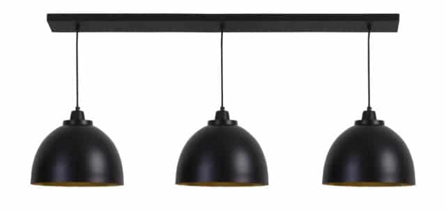 Hanglamp 3l 135x30x26 Cm Kylie Mat Zwart Goud