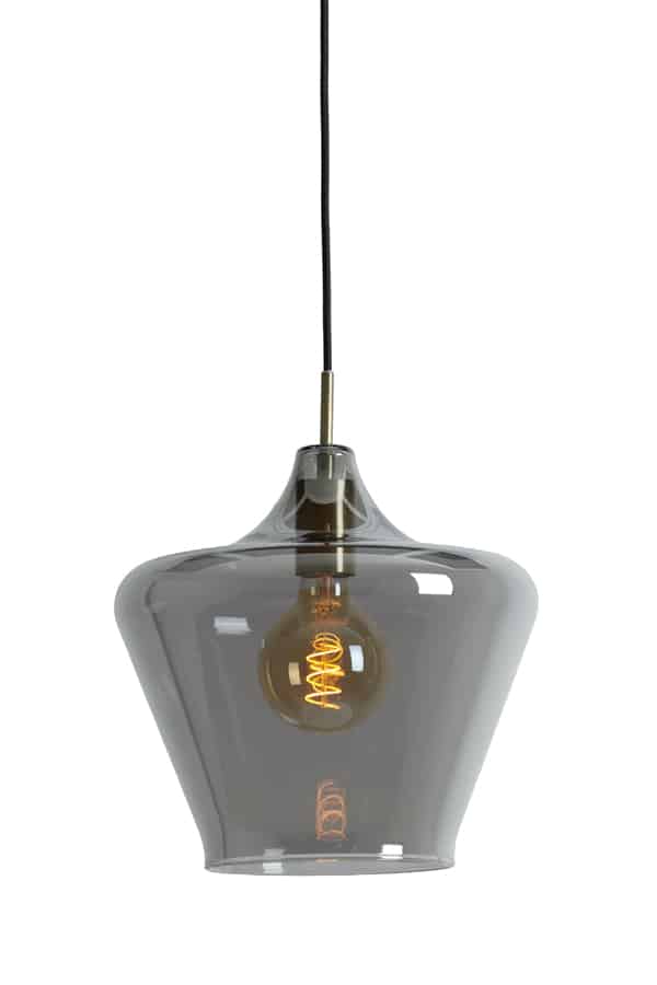 Hanglamp 30x30cm Solly Antique Brons Smoked Glas