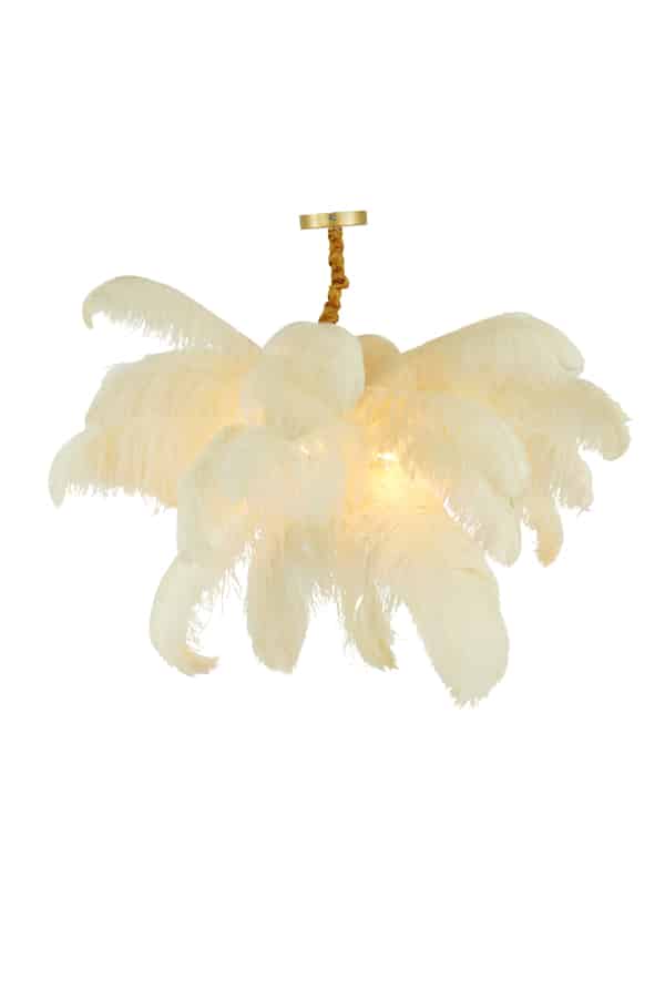 Hanglamp E14 80 Cm Feather Goud Wit