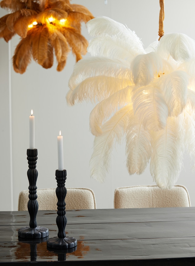 Hanglamp E14 80 Cm Feather Goud Wit