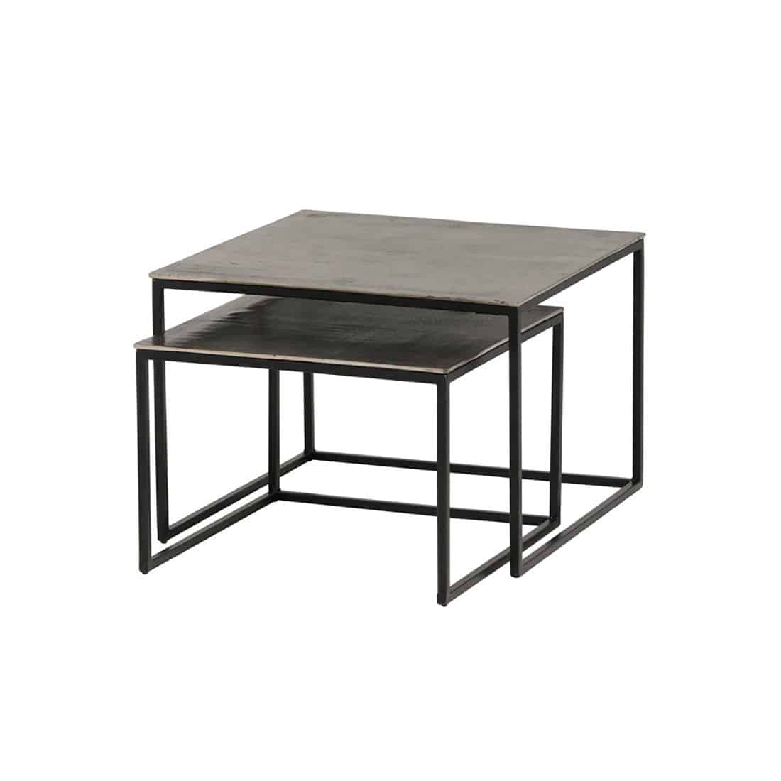 Salontafel Set Van 2 Medium Silver Antique