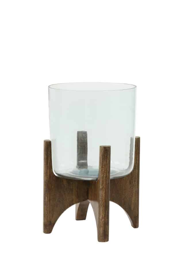 Vaas Op Voet 22 5 215 33 5 Cm Jace Glass Wood Brown