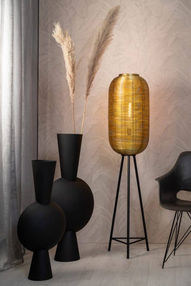 Vase Deco 26x19x54 Cm Kavandu Matt Black