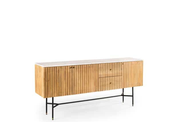 Dressoir 6433 8211 Acaciahout Naturel 8211 Marmer 8211 175 Cm 8211 B180 Naturel
