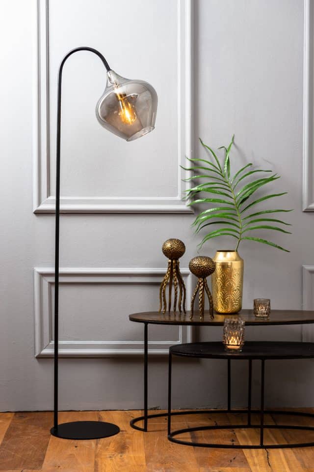 Floor Lamp 45x28x160 Cm Rakel Matt Black Smoked