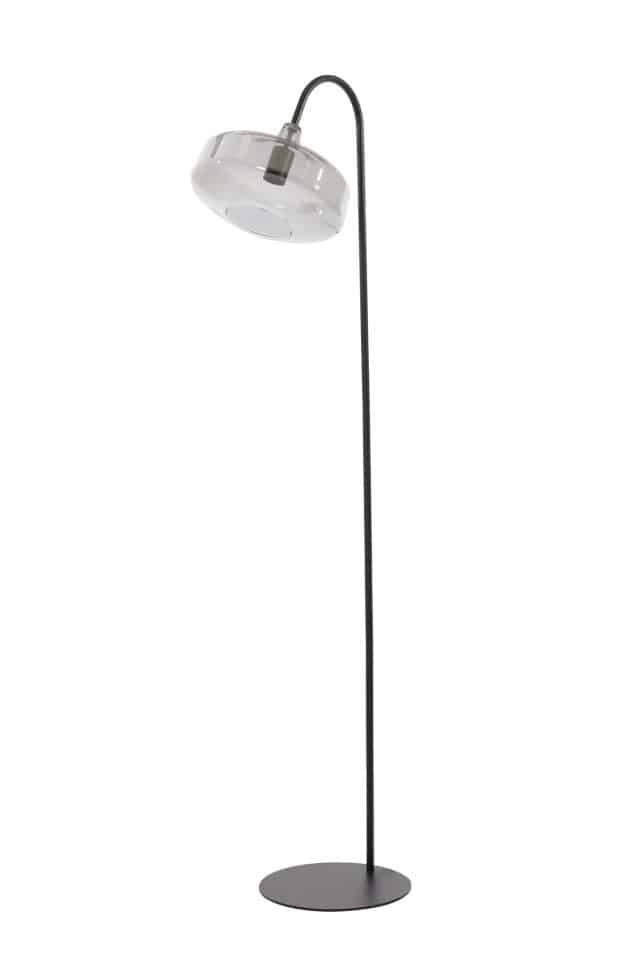 Floor Lamp 45 215 29 5 215 160 Cm Solna Matt Black Smoked Glass
