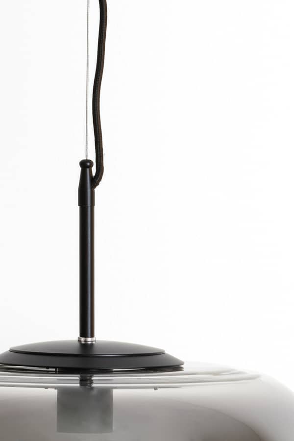 Hanging Lamp 45 215 48 Cm Misty Smoked Glass Matt Black