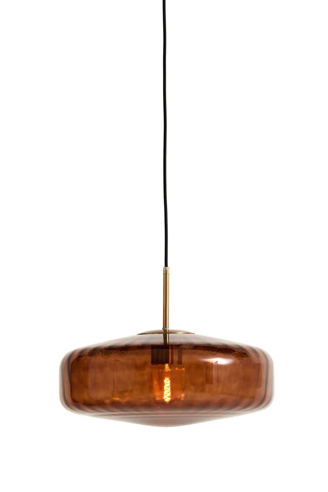 Hanging Lamp 30 215 17 Cm Pleat Glass Brown Gold