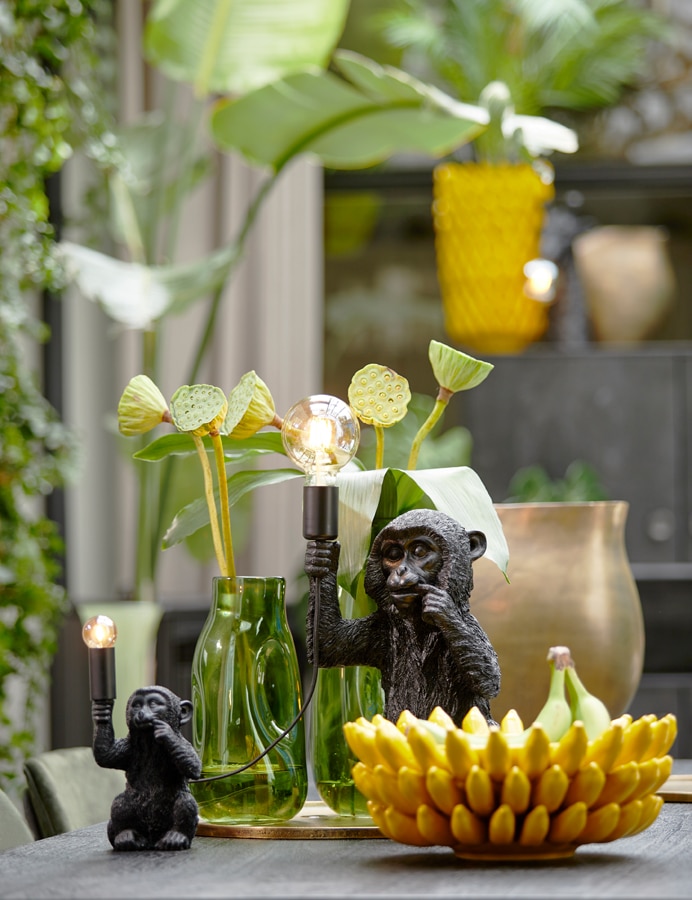 Table Lamp E14 13 215 12 5 215 23 5 Cm Monkey Matt Black