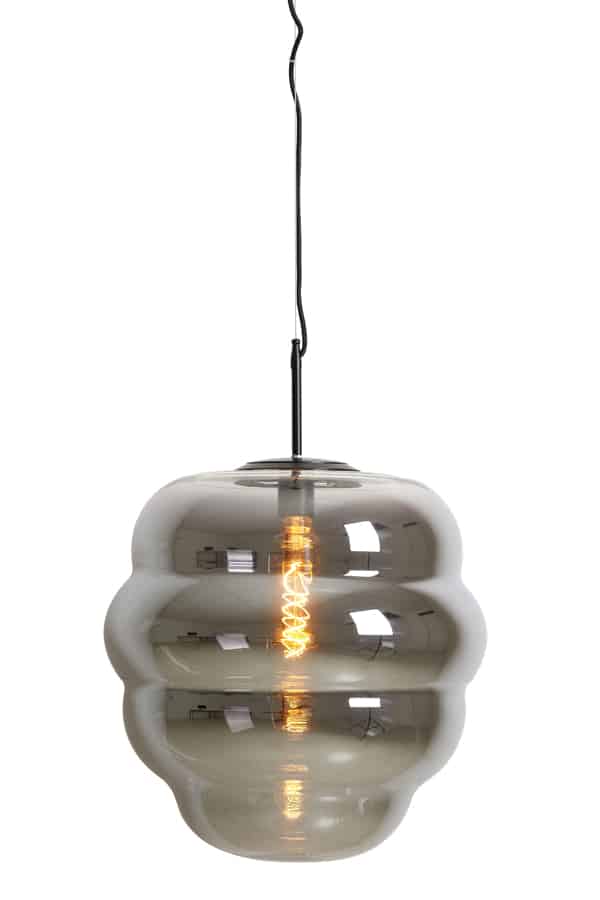 Hanging Lamp 45 215 48 Cm Misty Smoked Glass Matt Black