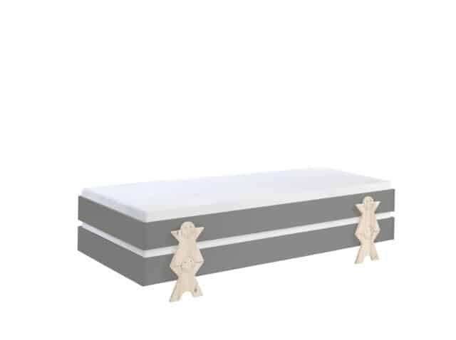 Deze Modulo Combinatie Bestaat Uit 2 Grijze Modulo Bedden 90 X 200 Cm Met Massieve Poten In De Vorm Van Een Smiley