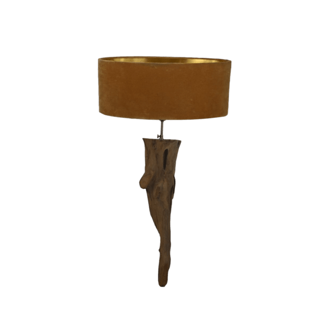 Hsm Collection Wandlamp Met Ovale Kap 38x19x90 Bruin Beige Teak Stof