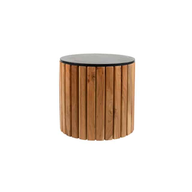 Bijzettafel Marmer Black 50 H50 Acacia Natural