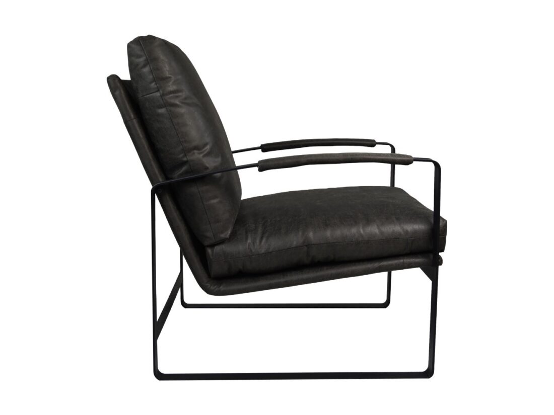 Hsm Collection Fauteuil Miami 95x65x95 Donker Grijs Zwart Leder Metaal