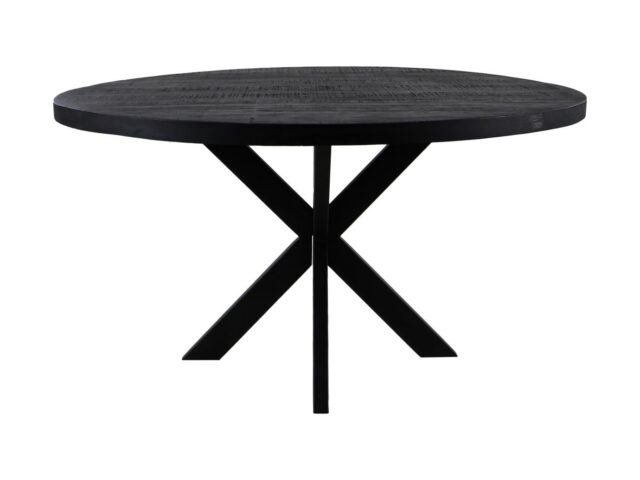 Hsm Collection Ronde Eettafel Melbourne 130x130x76 Zwart Mango Metaal