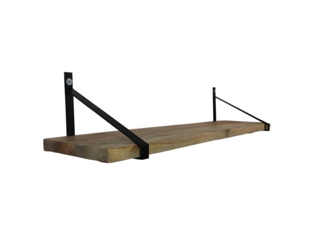 Hsm Collection Wandplank 100x25x20 Naturel Zwart Mango Metaal