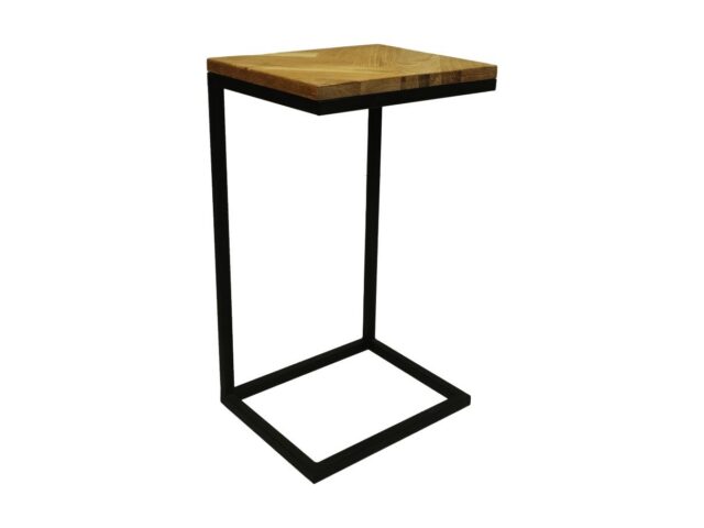 Hsm Collection Read Bijzettafel Fishbone 8211 38x30x65 8211 Naturel Zwart 8211 Eiken Metaal