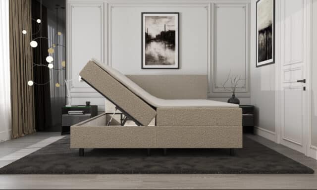 Mrgenn Opberg Boxspring Boucl Beige 140 215 200