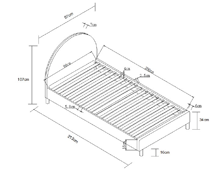 Maan Bed 90 215 200 Boucle Wit